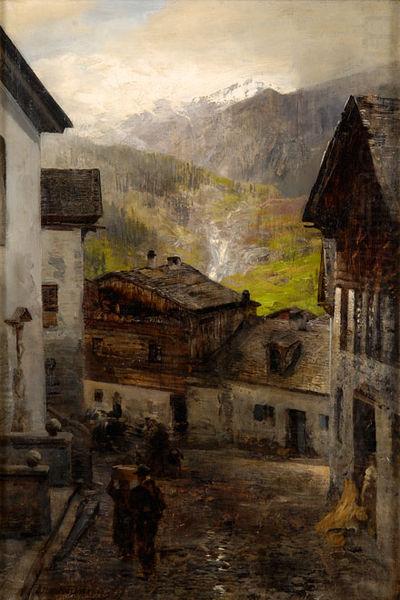 Oswald achenbach Bergdorf am Fub des Rigi china oil painting image